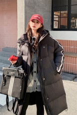 学院风黑色中长款羽绒棉服女冬季2024新款韩系高级感90白鸭绒外套，女装羽绒服，浙宝192（原082）