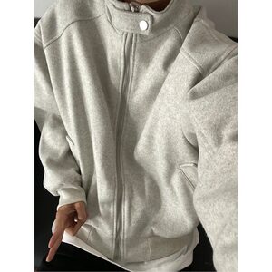 【有货】D8896-P105美式复古格子毛呢连帽外套男秋冬款假两件棉服图片