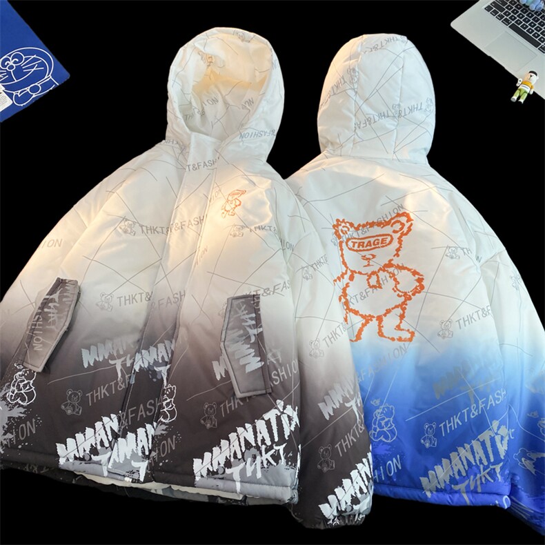 情侣装2025冬装渐变棉衣男连帽棉服女宽松棉袄外套3315-P90控138图片