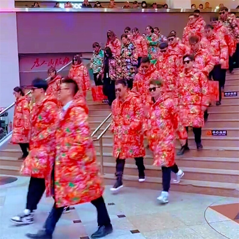A5男女连帽中长款大棉衣保暖防寒棉服棉袄新中式团队 上款大差价图片