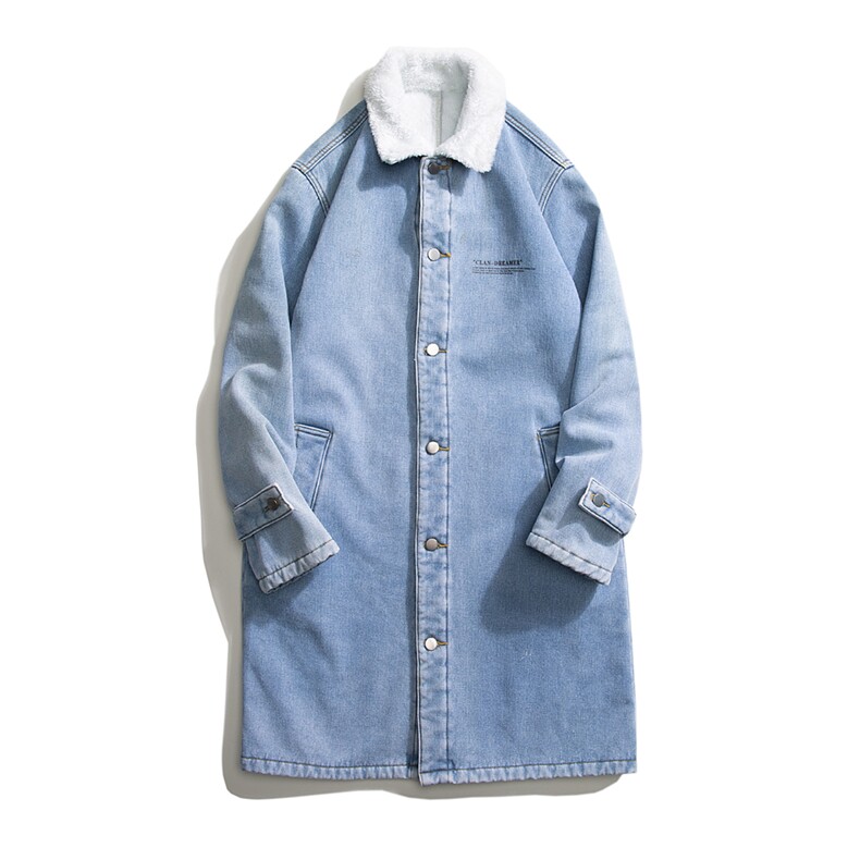 FY645J-P98M-5XL控138加绒羊羔绒白底长款牛仔风衣大码外套，男装风衣，星座103A