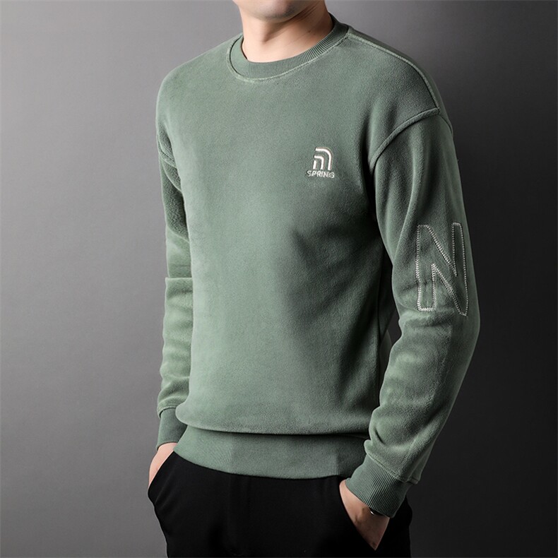 男卫衣中青年时尚休闲冬季男装厚款奥粒绒卫衣圆领宽松HPM838-P67,男装卫衣,星座1105-3