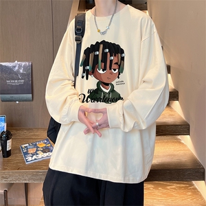 直播品质 秋冬重磅潮牌嘻哈美式印花纯棉长袖T恤打底衫CT386特P28图片