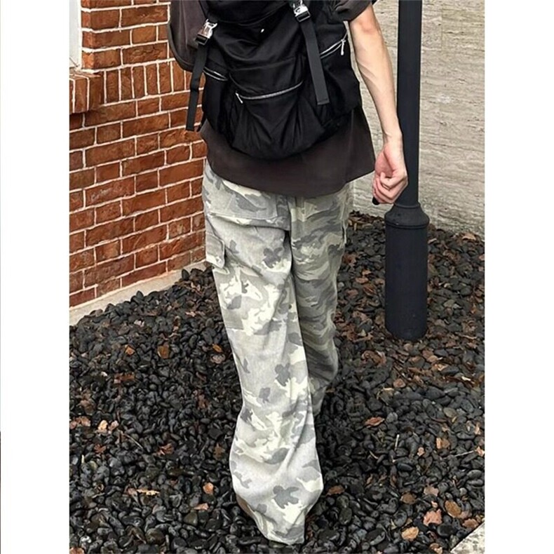 潮流美式复古水洗沙漠迷彩工装裤男直筒宽松阔腿裤子休闲裤新款,男装休闲裤,星座506A