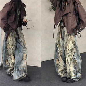 W10143-P98 网图现货 重磅高街设计乱针刺绣弯刀牛仔裤潮流日系，男装牛仔裤，星座1608-2