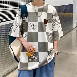 男潮流夏季圆领T恤宽松短袖T521P30图片
