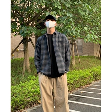 格子衬衫男长袖春秋港风高级感痞帅外套秋季日系工装衬衣CCS07，男装衬衫，星座1116A（原606A-3）