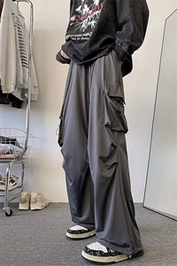 8XL-M 特大码冰丝裤男美式工装裤高腰垂感宽松防晒阔腿裤K962P45图片