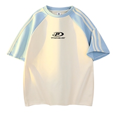 杏色拼天蓝袖
