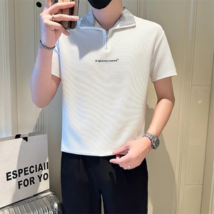 店主风社会小伙男士异色翻领刺绣POLO衫短袖T恤301A-1/PL106/P55图片