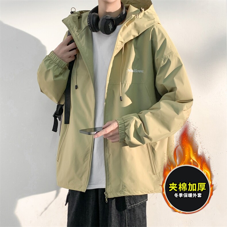 冬季加绒加厚连帽棉衣保暖百搭棉服外套宽松潮流冲锋衣男JK280P95图片