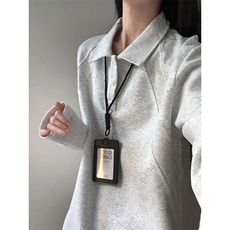 抖音得物高品质美式高街重磅曼巴棉结构螺纹拼接翻领卫衣长袖T恤，男装T恤，电商A486