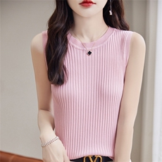 夏季冰丝针织背心女内搭配西装打底宽松外穿无袖t恤宽带圆领吊带，女装背心吊带，暖姿羊绒