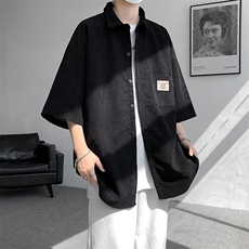 短袖衬衫男士夏季新款港风宽松大码灯芯绒衬衣CS005-P35，男装T恤，星座214-3