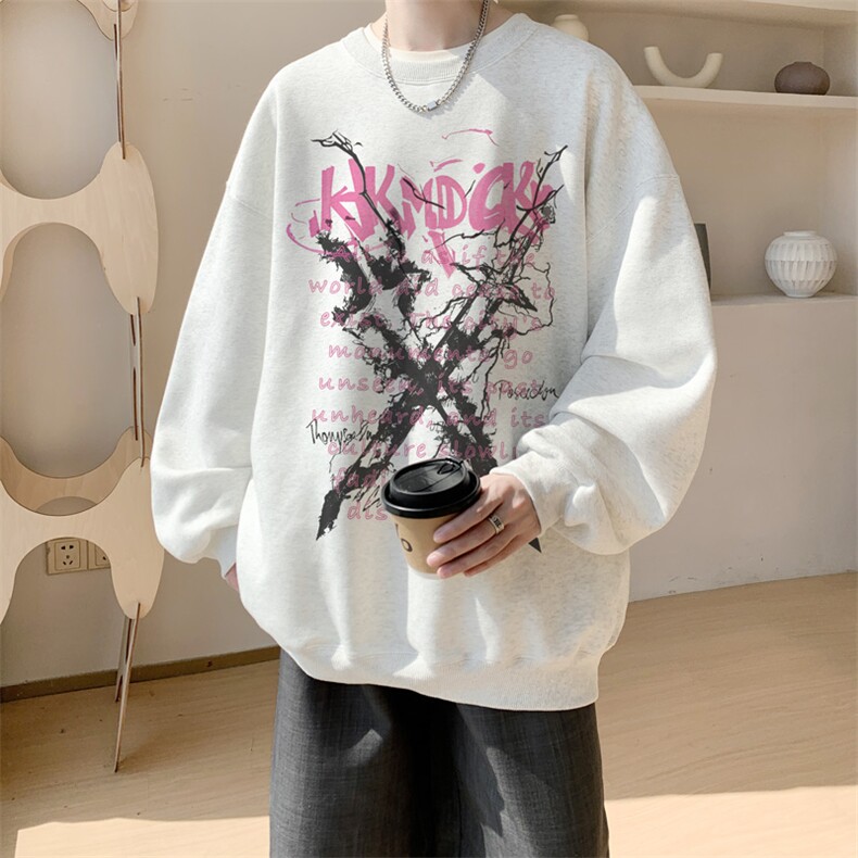已注册/华棉内景秋冬印花宽松圆领卫衣男WY00774/P35加绒P45,男装卫衣,电商B316