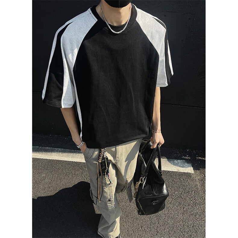 抖音得物二开品质240克宽松纯棉美式潮牌高街痞帅短袖T恤YQ41图片