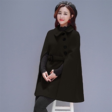 时尚气质红色毛呢斗篷外套2022冬季新款修身显瘦女装大衣，女装毛呢外套，卡杰菲