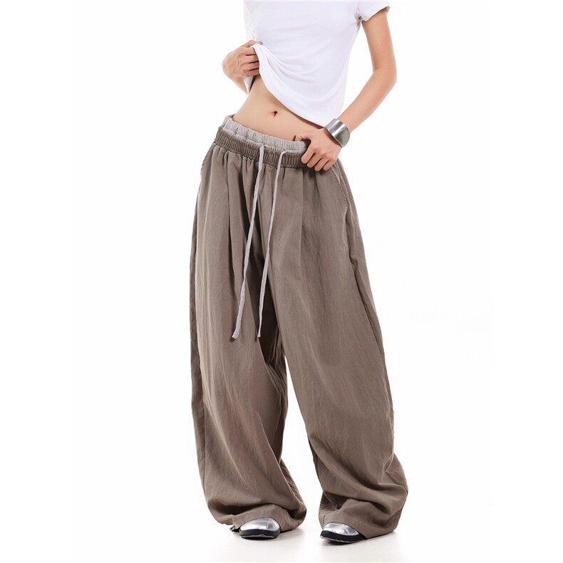 美式双腰头拼接设计休闲裤慵懒感宽松直筒阔腿垂感长裤L90400-P38，男装休闲裤，星座1008