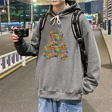 WY2222-P35  纯棉连帽卫衣男大码运动帽衫宽松薄外套男图片