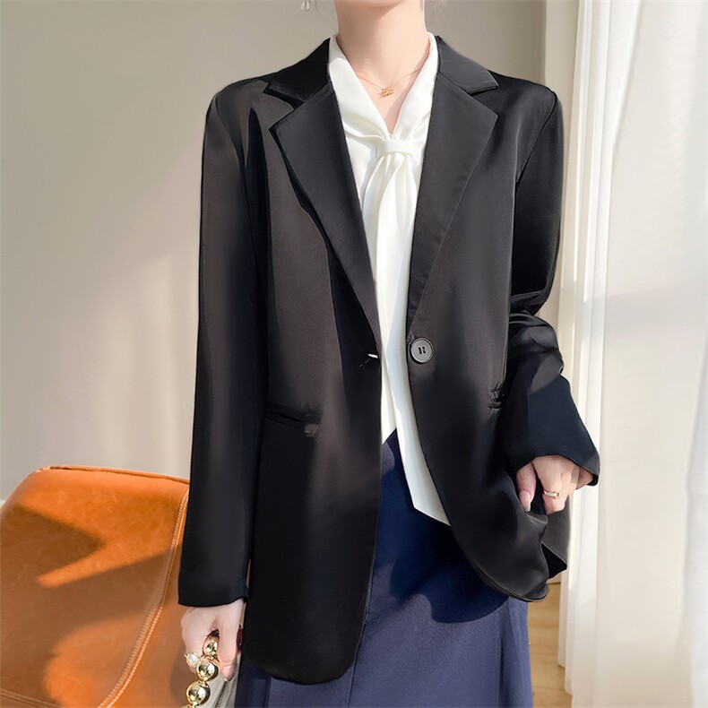气质缎面仿真丝白色飘带衬衫女百搭显瘦打底衬衣女士上衣韩版,女装衬衫,佳绒高端店