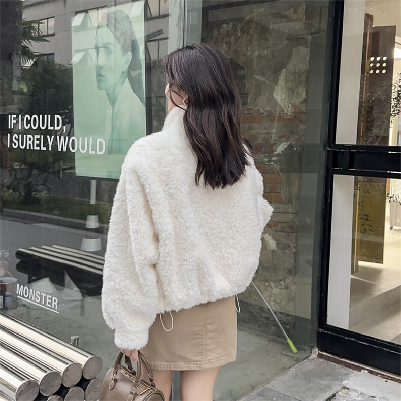 仿水貂绒外套女短款毛绒皮草2025秋冬新款羊羔毛宽松休闲皮毛一体,女装短外套,2C229