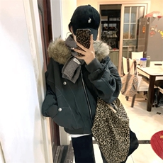 现货重磅boxy短款棉衣座山雕大毛毛领男女棉服水洗工装厚外套，男装棉衣，电商A486