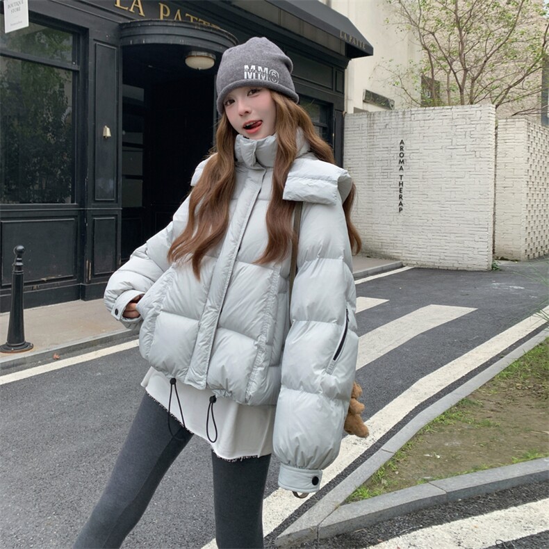 现货新款韩东大门加厚保暖羽绒服百搭连帽面包服图片