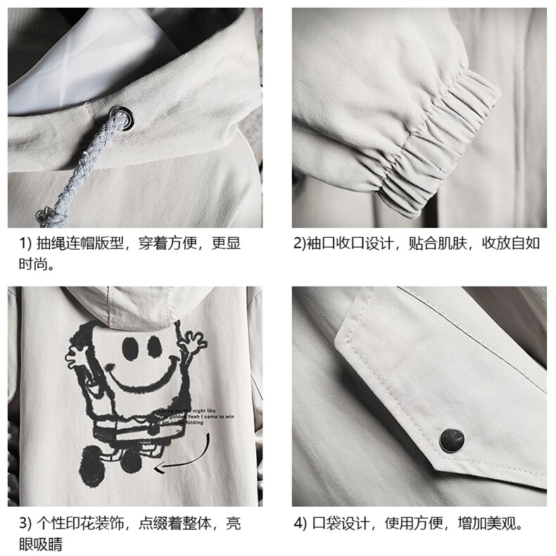 JK41245-P85海绵宝宝纯棉连帽夹克男士大码工装夹克男网格,男装夹克,电商A040A