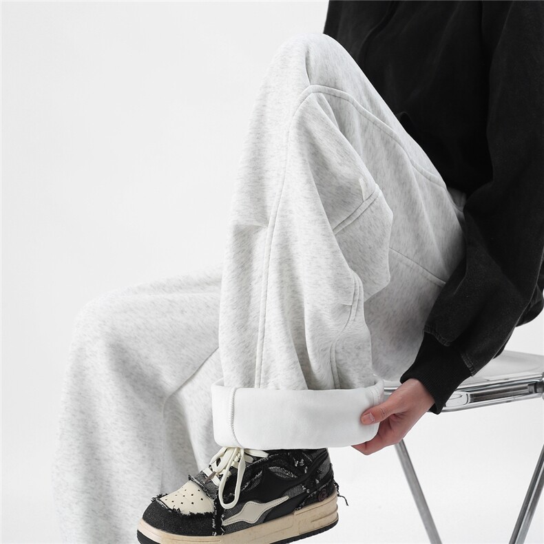 A429-YK357特批-常规42加绒48加绒加厚褶皱宽松阔腿休闲卫裤，男装休闲裤，电商A429