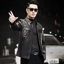 WL2106秋冬新款男士皮衣男山羊皮夹克多口袋P790，男装皮衣，电商B360