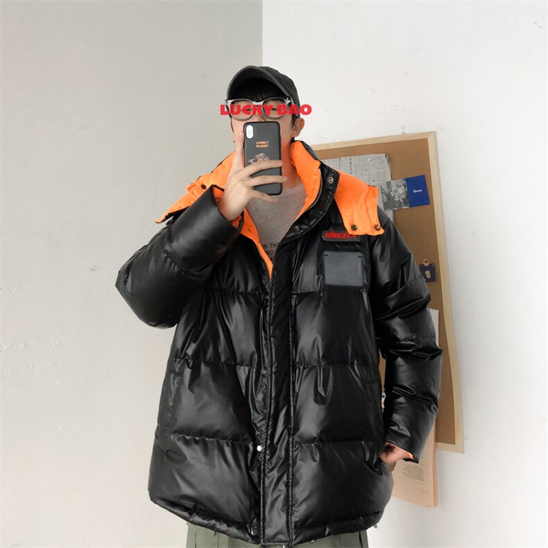 冬季情侣羽绒服面包服短款连帽白鸭绒亮面加厚保暖外套2018/,男装羽绒服,星座1506-1