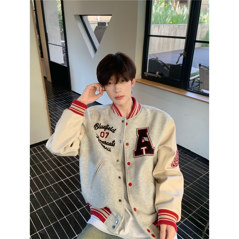 【现货】DM415-批65美式重磅复古棒球服街头重磅刺绣夹克男女秋冬图片