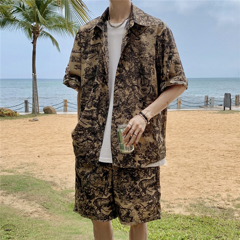 动物豹套装TZ77814特P45衬衫DCS77815特P27DK77816特P18套装控88，男装衬衫，星座227-7