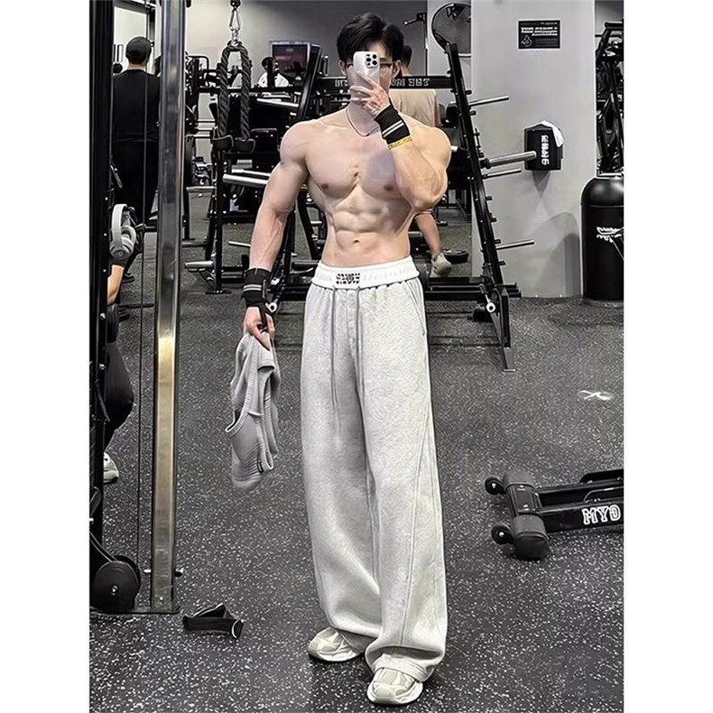 美式高街潮牌男女运动休闲裤直筒宽松卫裤慵懒显瘦休闲长裤子,男装休闲裤,电商A486