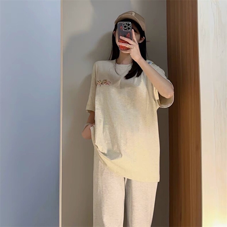 万针全刺绣工艺抖音得物高品质260克重磅纯棉双纱美式高街短袖T恤,男装T恤,电商A486