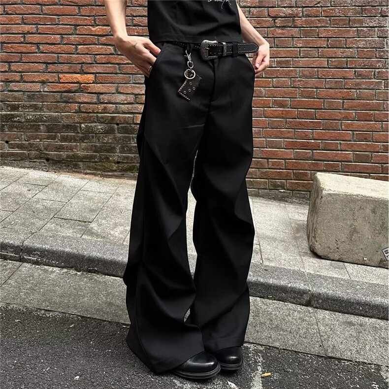 气质百搭时尚ins新款日系流行原宿褶皱西裤潮流文艺慵懒简约X826,男装西裤,星座516A