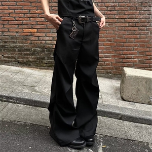 气质百搭时尚ins新款日系流行原宿褶皱西裤潮流文艺慵懒简约X826图片