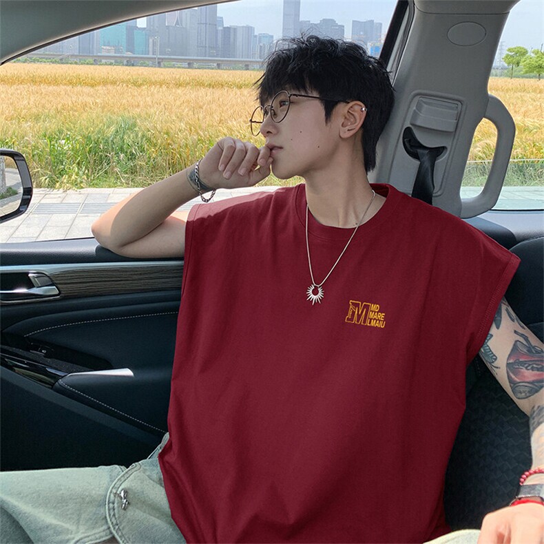 可48小时发货支持抖音得物来样二开240克重磅美式纯棉背心无袖t恤，男装背心/马甲，电商A486