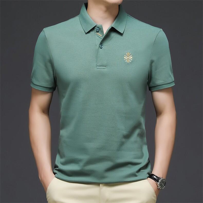 男士免烫短袖t恤薄款夏季中年休闲刺绣半袖POLO衫HM6512-P55，男装Polo衫，星座1105-3