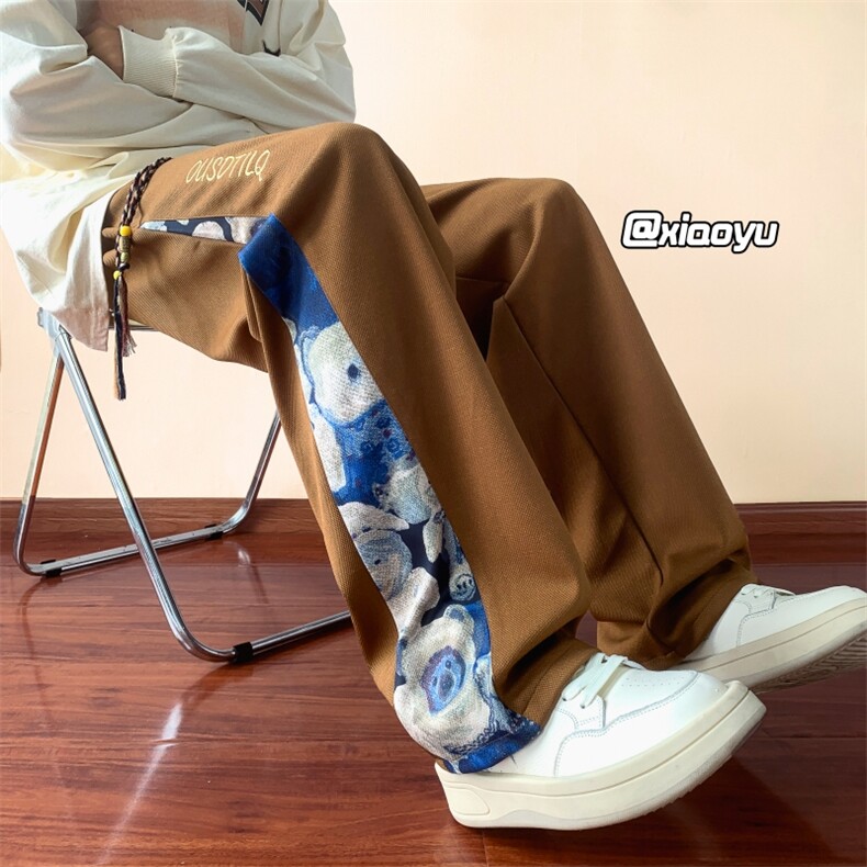 XZ616早秋季新款菠萝格刺绣拼接休闲裤TY914M-5XLP45控58,男装休闲裤,星座512A（原616）