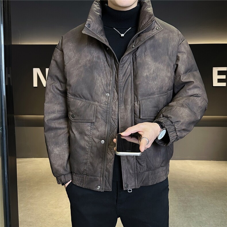 标50绒皮羽绒服男冬季2025新款美式皮衣外套A313-K27582-P225，男装皮衣，电商A313