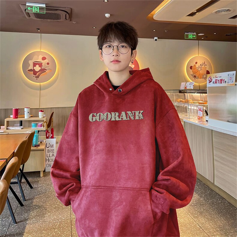 抖音得物深度库存重磅高品质印花麂皮绒连帽卫衣宽松外套AJP0102,女装短外套,电商A443