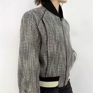秋冬男复古小香风针织拉链开衫美式宽松慵懒风毛外套W6698-P81,微胖黑裙搭配秋冬图片