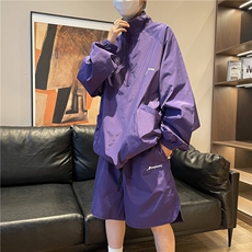 UPF50+半拉链防晒衣服套装冰丝休闲运动两件套TZ68310B-1-P80，男装休闲套装，星座310B-1