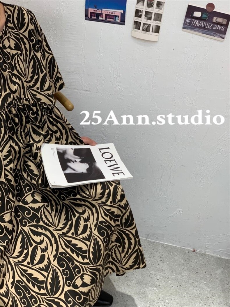 复古图腾连衣裙，女装连衣裙，25Ann·Studio