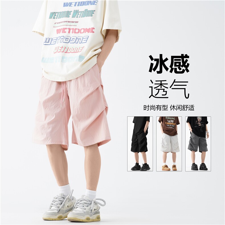 INS夏季新款多色透气速干褶皱设计宽松短裤B315-K24167-特p25控48,男装牛仔裤,电商B315