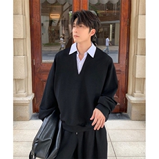 秋季新款男士时尚韩系ins高级简约潮流假两件条纹衬衫领WT21，男装衬衫，星座1116A（原606A-3）