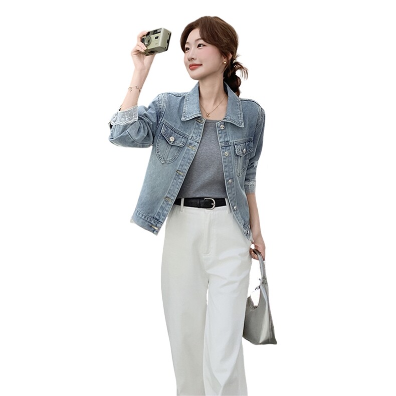 210-3281-P145-208港凤设计感长袖牛仔外套2025年秋季,女装短外套,韩蜜菓
