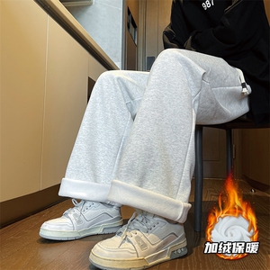 高个子加长裤子男秋冬加绒加厚卫裤百搭休闲运动裤KZ006P45加绒55图片