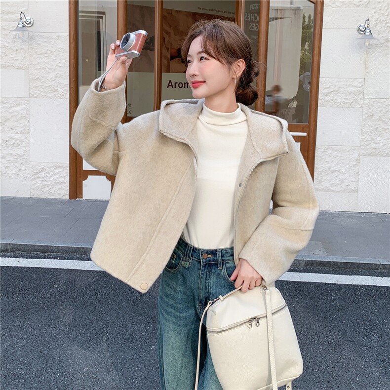 【】新款小个子双面羊毛大衣2C081-8309P255KK378,女装毛呢外套,2C081